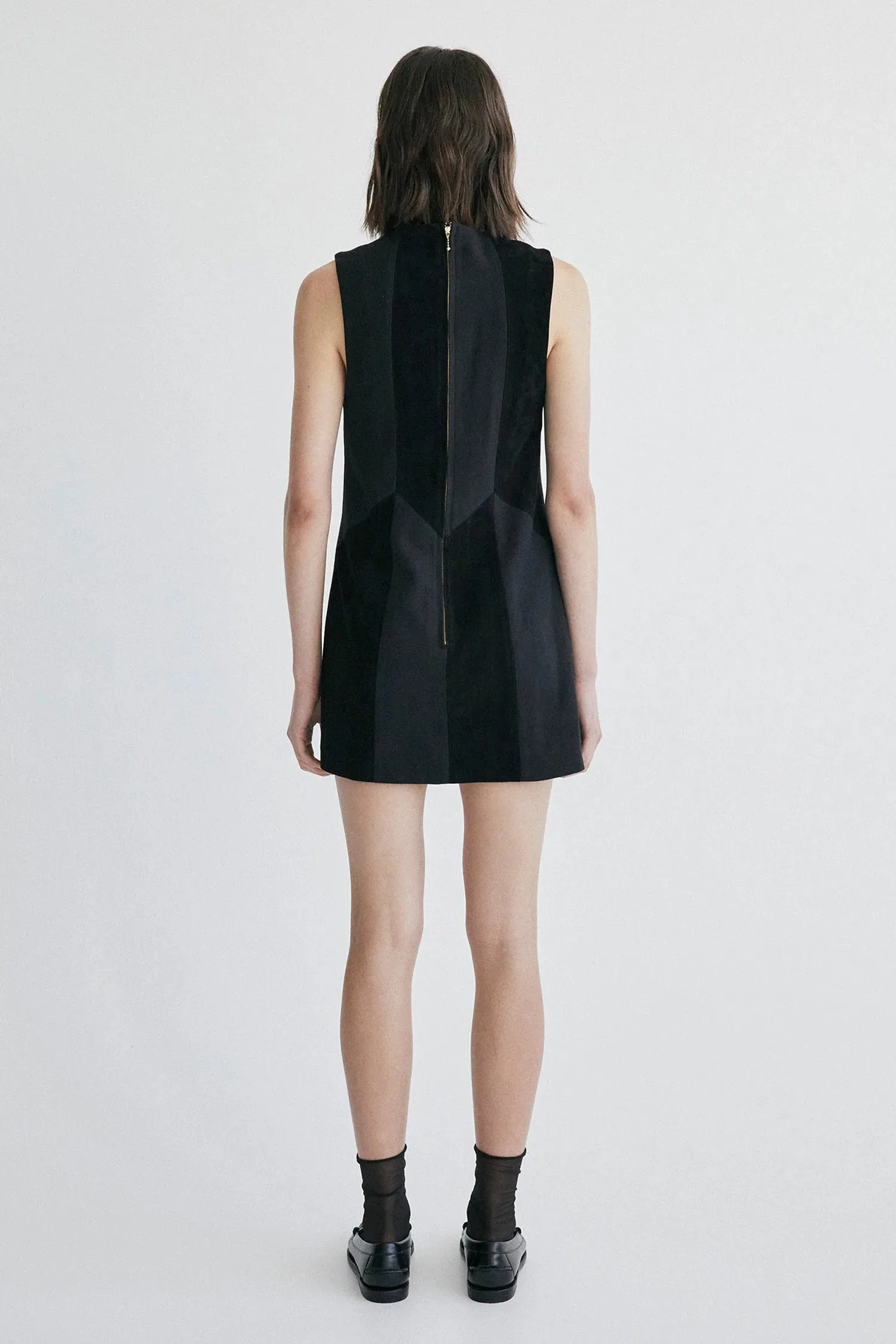 Palma Martin Fellini Suede Panel Mini Dress - Black