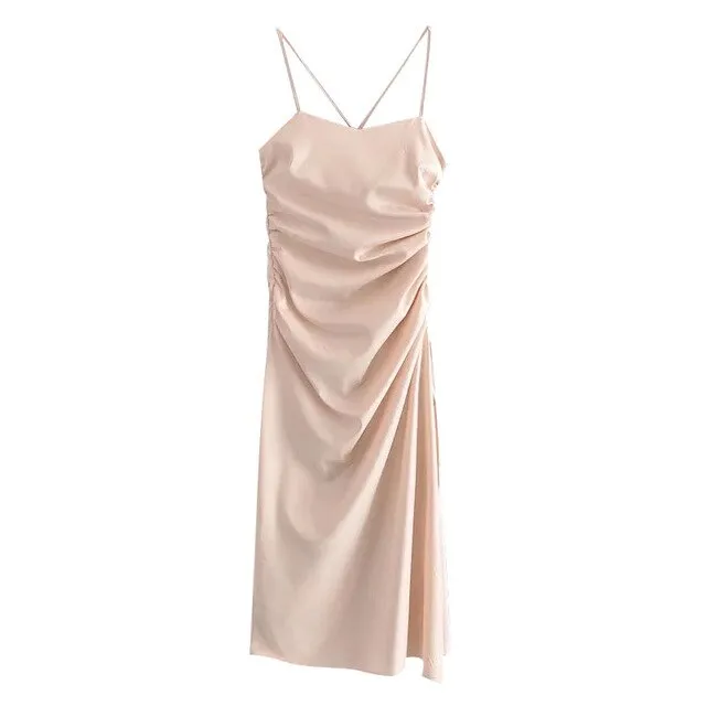 PLEATED MIDI DRESS