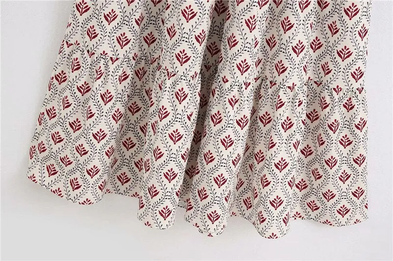 PRINT PLEATED LOOSE MIDI DRESS