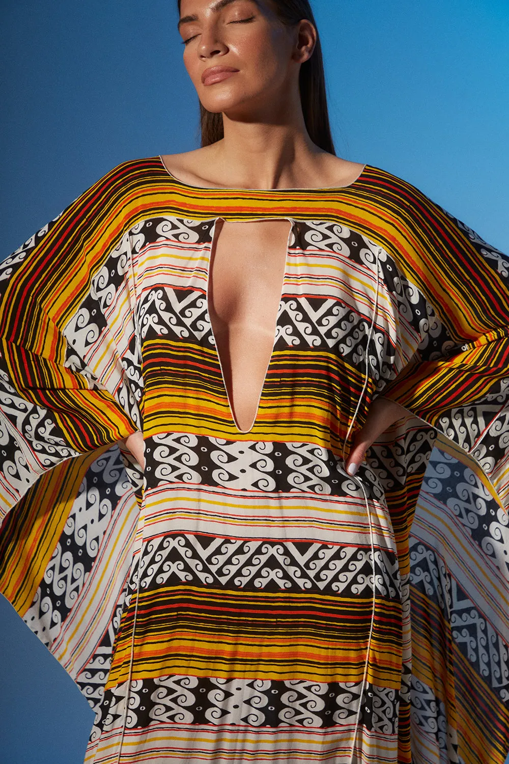 Printed rayon paris paneled kaft