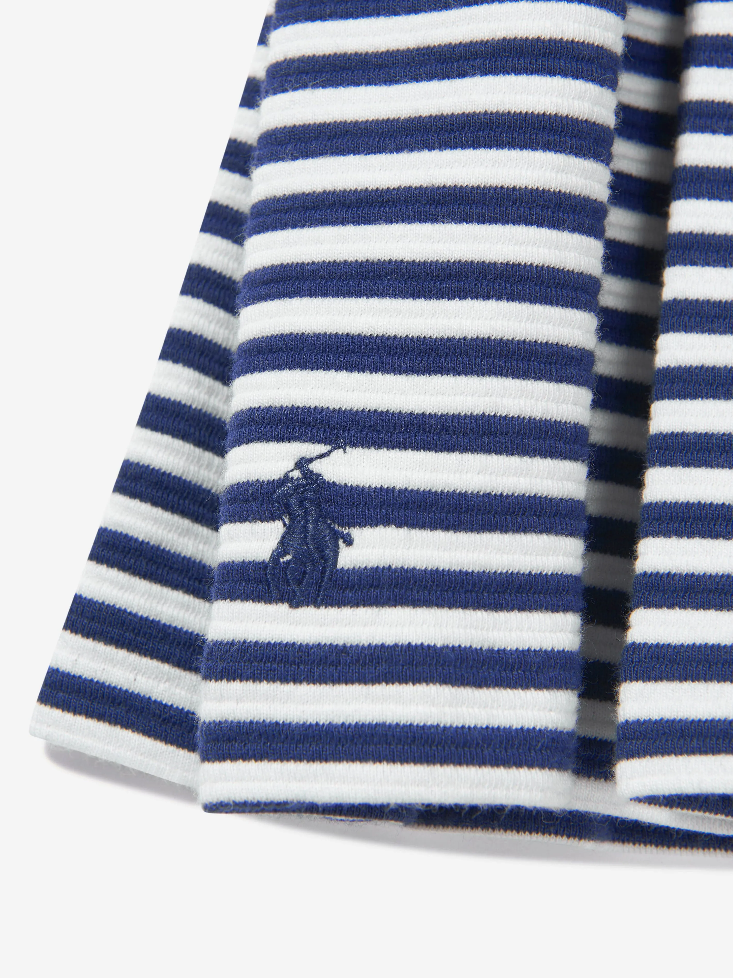 Ralph Lauren Girls Striped Ruffle Dress in Navy