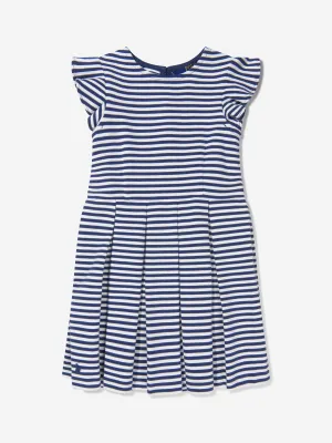 Ralph Lauren Girls Striped Ruffle Dress in Navy