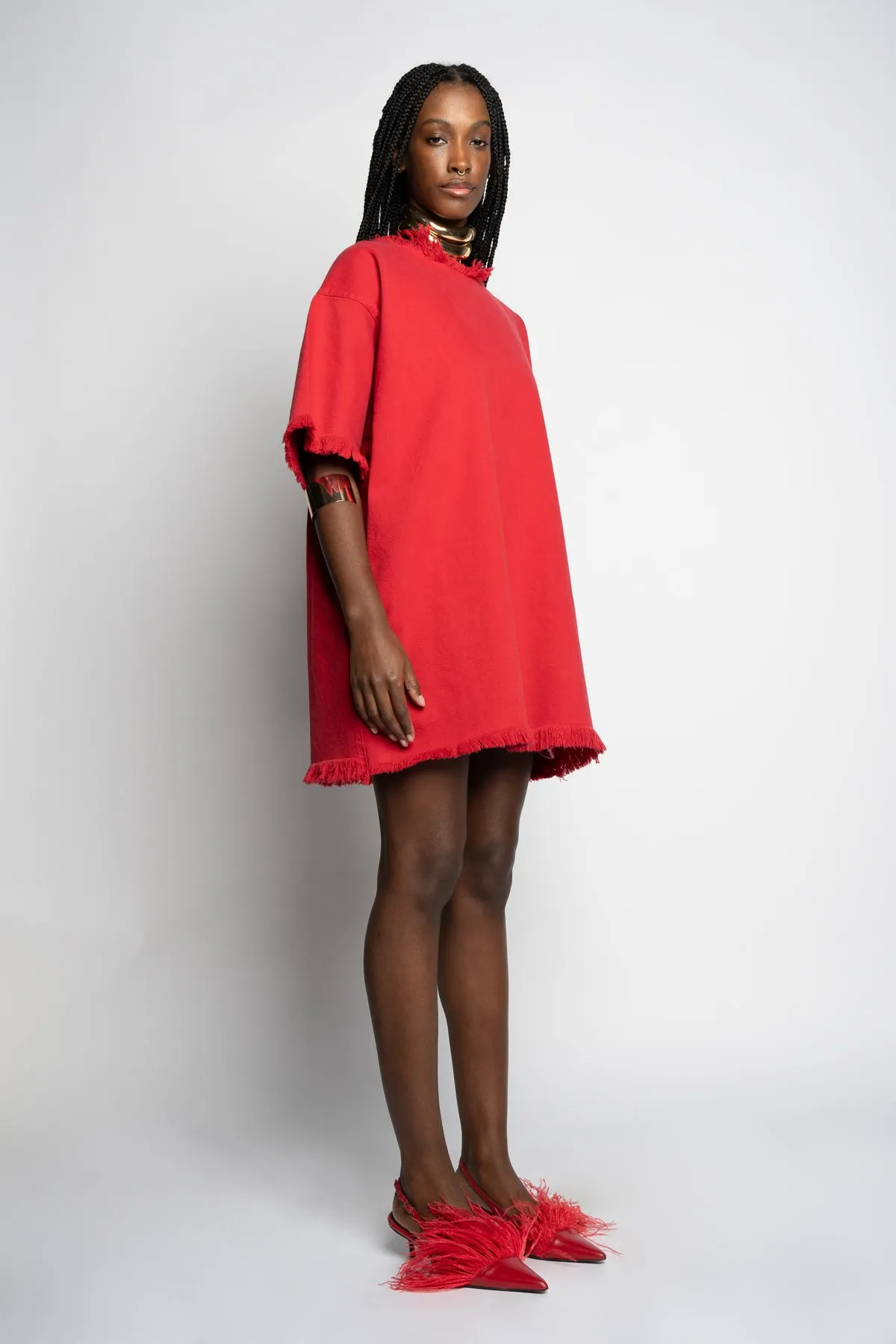 RED OVERSIZED T-SHIRT DRESS