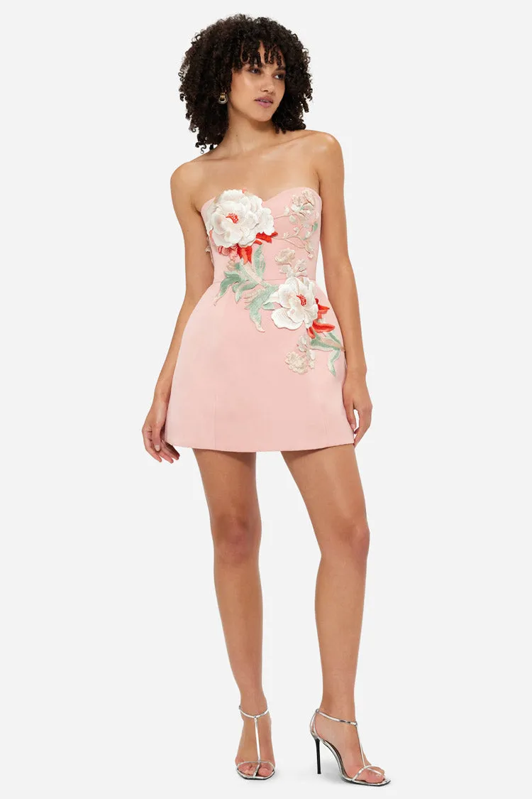 Rosario Applique Bustier Mini Dress - Peony Print