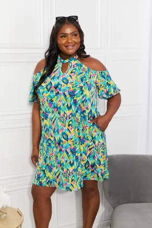 Sew In Love Full Size Perfect Paradise Printed Cold-Shoulder Dress - Ships from The US