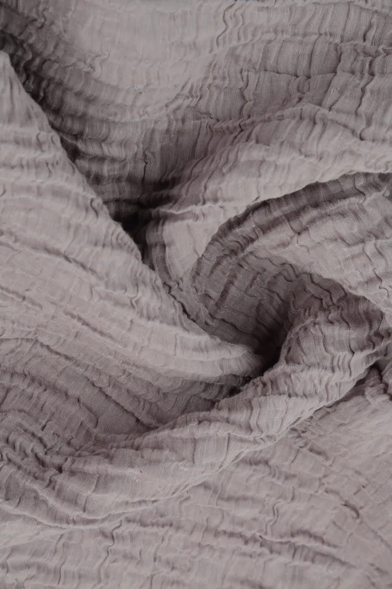 Sleeveless Balloon Crinkled Greige Silk Linen Dress