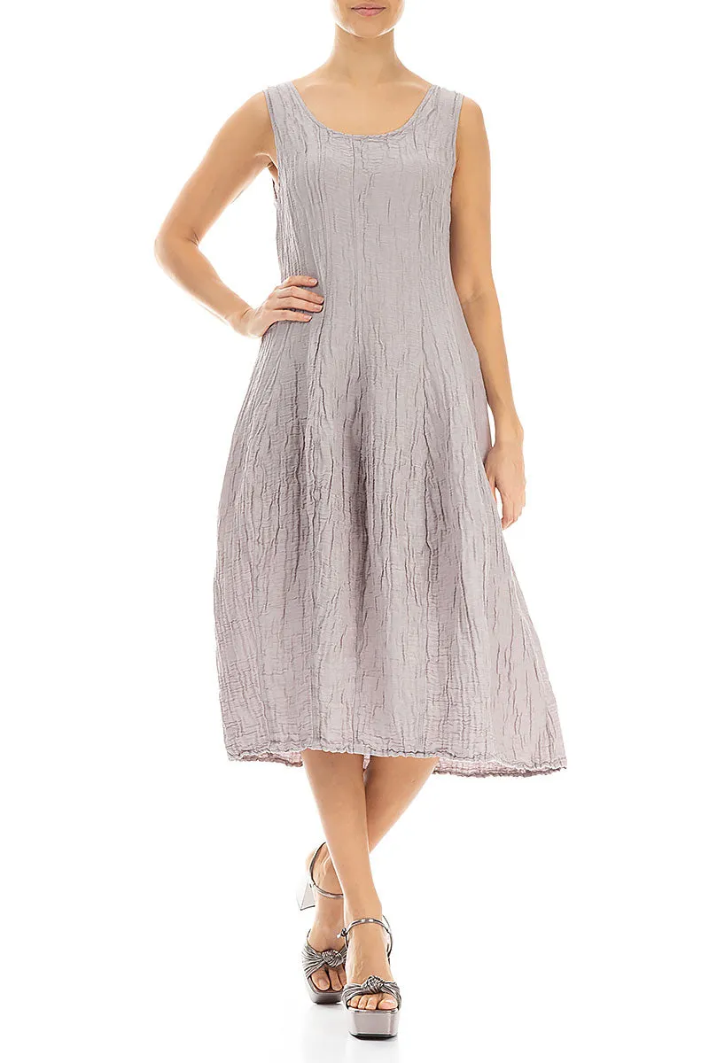 Sleeveless Balloon Crinkled Greige Silk Linen Dress
