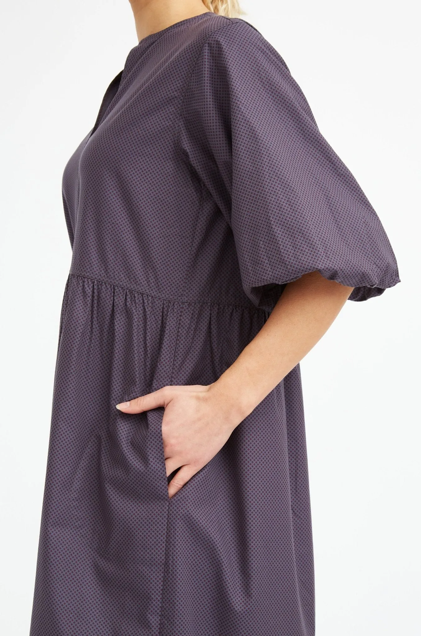 VOLUME SLEEVE ODESSA DRESS IN ITALIAN COTTON POPLIN
