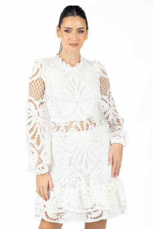 White Miranda Black Lace Mini Dress Sale Price