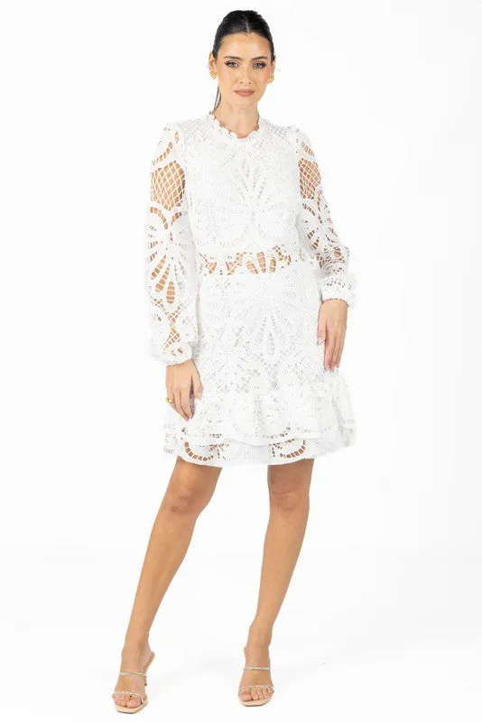 White Miranda Black Lace Mini Dress Sale Price