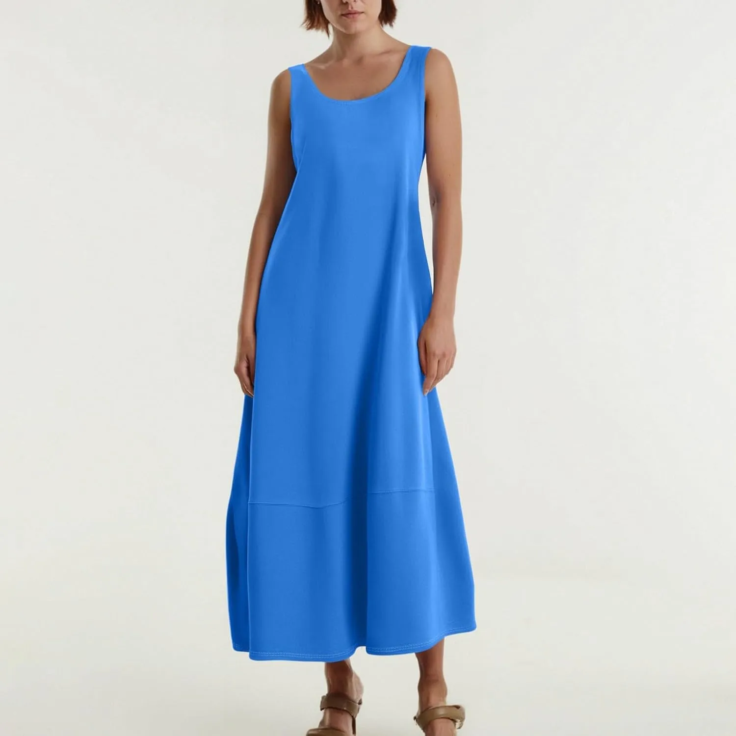 Women's Casual Maxi Sundress 2025 Summer Beach Long Dress Scoop Neck Sleeveless Loose Comfy Tank Dresses