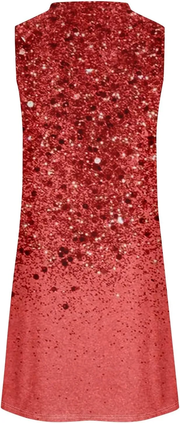 Women's Dresses Summer Midi Tropical Sleeveless U Neck Dressy Tank Dress Casual Knee Length Party Sundress