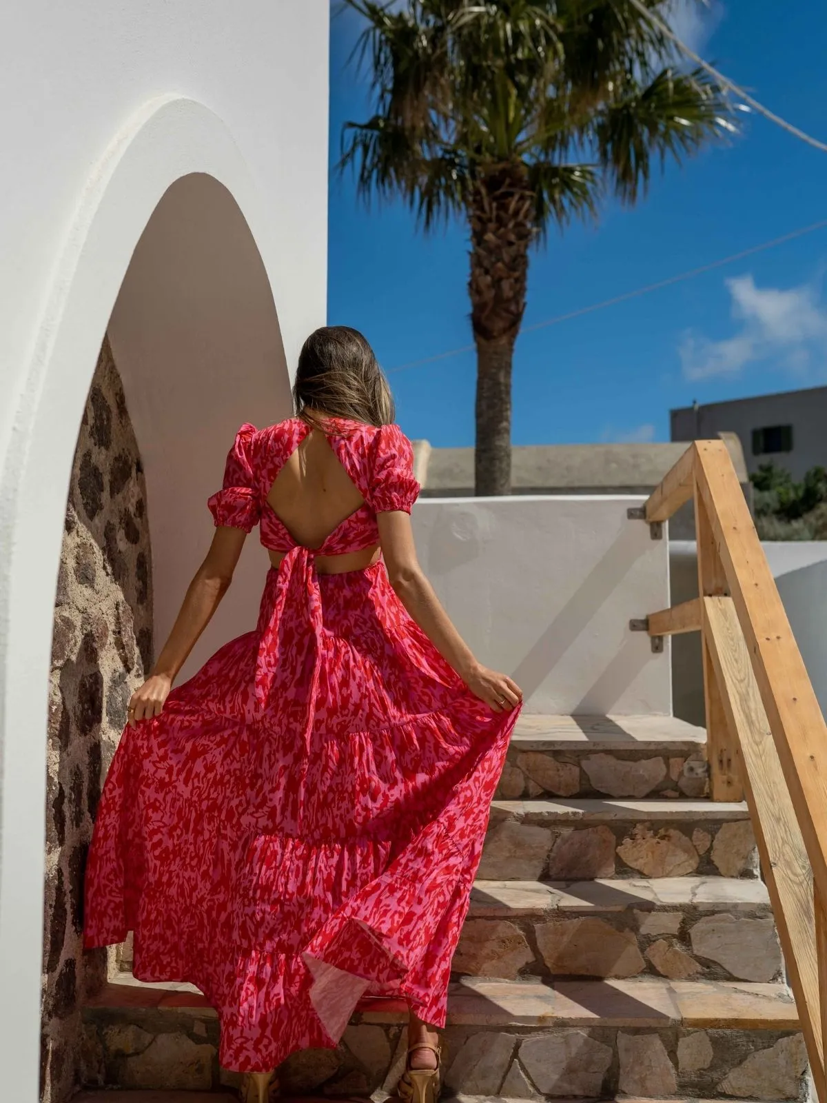 Zoe Tiered Cutout Maxi Dress / Pink Animal